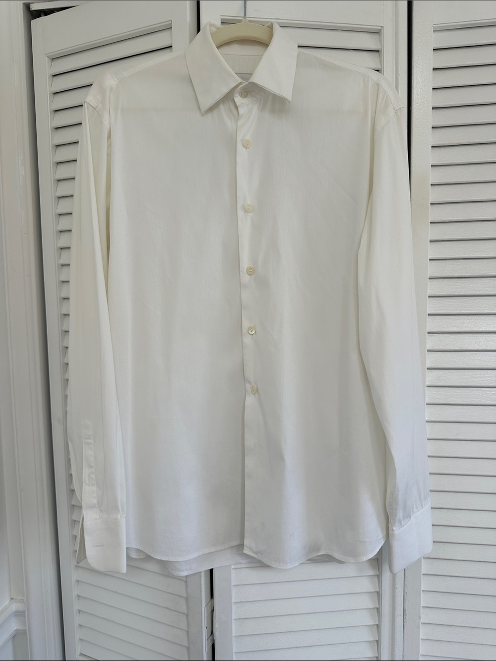 Prada Men's White Long-Sleeve Dress Shirt
